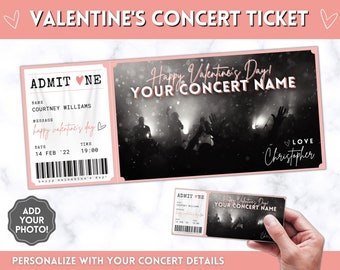 VALENTINE'S Concert Ticket Template, EDITABLE Surprise Getaway gift, Invitation, Valentine's Day Gift for him, Musical Event, Theatre Show