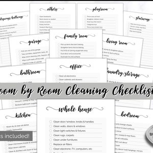 Cleaning Checklist, Printable Room by room Cleaning Cards, Family & Kids Cleaning Schedule Planner, Cleaning Tracker template, adhd, zone