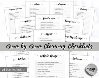 Cleaning Checklist, Printable Room by room Cleaning Cards, Family & Kids Cleaning Schedule Planner, Cleaning Tracker template, adhd, zone