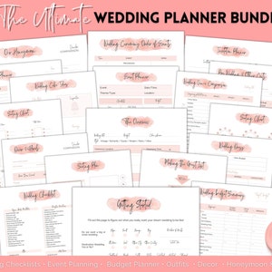 PINK Wedding Planner Printable, Wedding Binder, Wedding Checklist, Wedding Day Schedule, Wedding To Do List, Budget, Timeline Planner Book