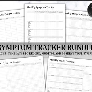 Symptom Tracker Bundle, Chronic Illness, Pain Journal, Endometriosis, Fibromyalgia, Medical Tracker, Medical Planner, Health Binder