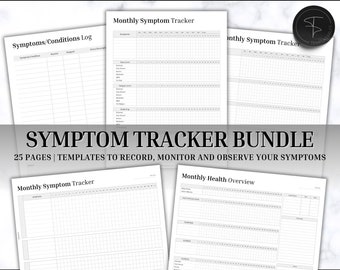 Symptom Tracker Bundle, Chronic Illness, Pain Journal, Endometriosis, Fibromyalgia, Medical Tracker, Medical Planner, Health Binder