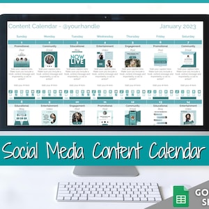 Social Media Content Calendar, Google Sheets Spreadsheet, Editable Planner, Social Media Manager, Instagram, Youtube, TikTok, Influencer