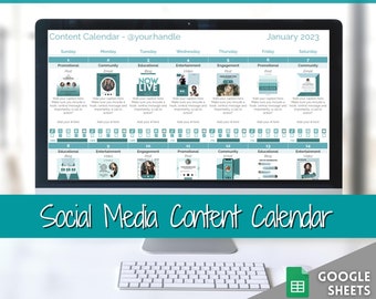 Content Calendar Google Sheets Spreadsheet for Social Media Managers, Monthly Content Planner, 30 day Instagram, Youtube, TikTok, Influencer