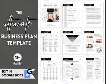 Business Plan Template, GOOGLE DOCS Small Business Planner Proposal, Start Up Workbook, Business Plan Analysis,  Word, Side Hustle, EDITABLE