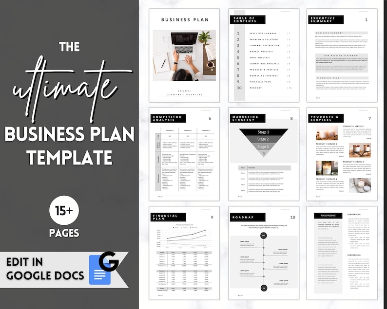 Business Plan Template GOOGLE DOCS Small Business Planner Etsy