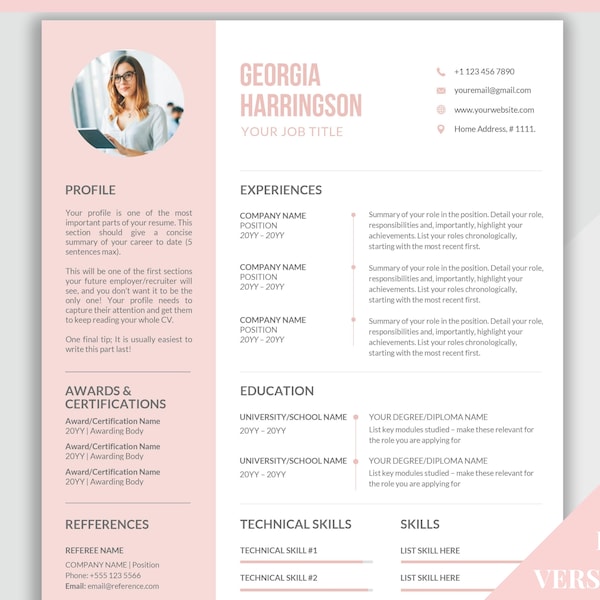 Sorority Recruitment Template, Sorority Resume Template Kit, Professional Resume Template Packet, Executive Curriculum Vitae Template Bundle