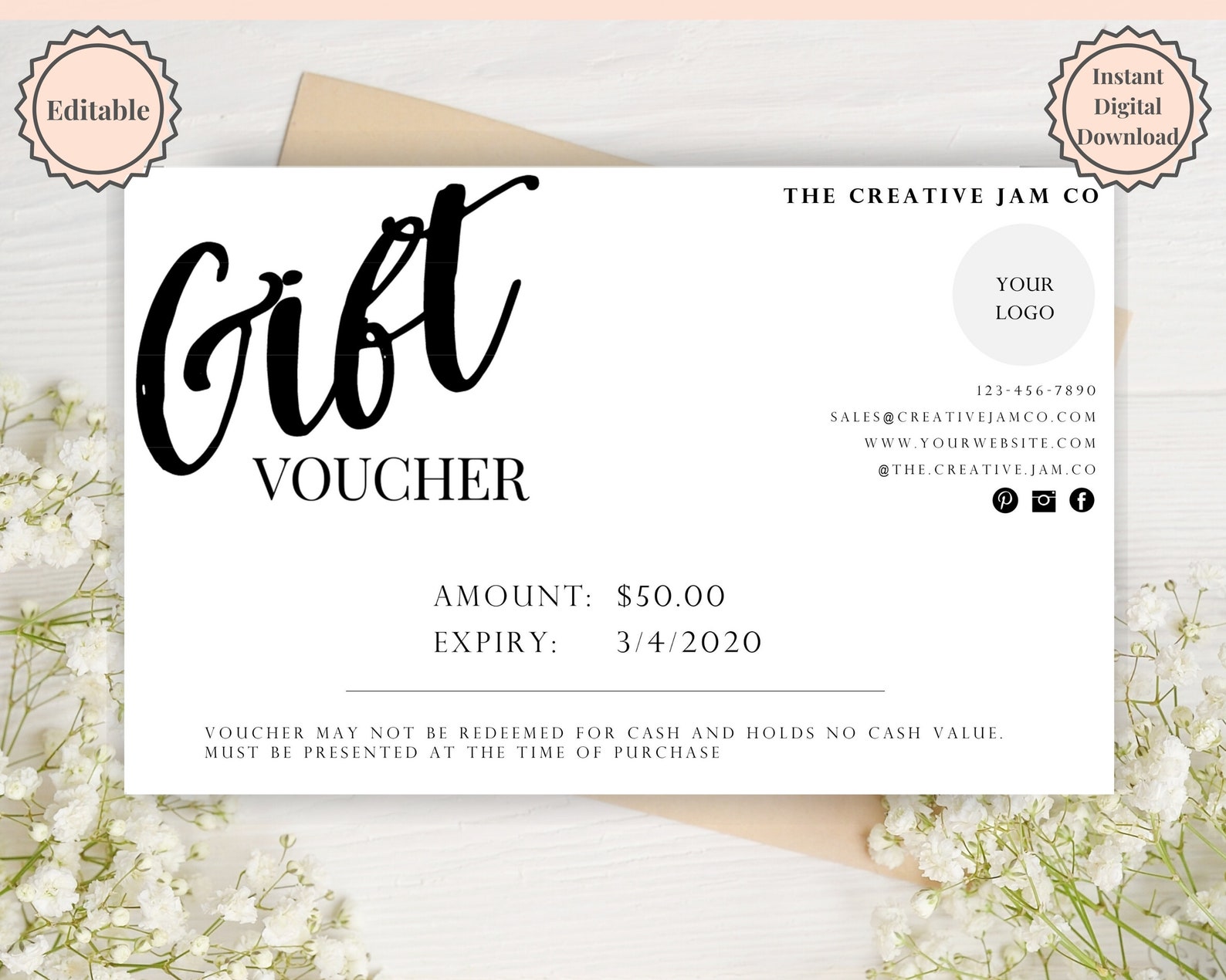 Gift Certificate Template Printable. Editable Gift Voucher - Etsy UK