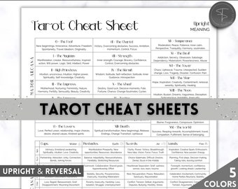 Druckbare Tarot Spickzettel, Upright & Reverse Bedeutungen, Tarotkartenlesungen lernen, Tarot Spreads, Anfänger Tarot Planner Arbeitsbuch, Grimoire