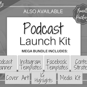 Ultimate PODCAST Launch Kit! BUNDLE - Podcast Planner, Instagram Template, Social Media Facebook Media, Content Strategy, Cover Art, Logo