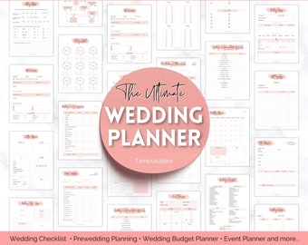 Printable Wedding Planner Binder Kit, Wedding Planner, Wedding Planning Checklist, Wedding Day Schedule, To Do List, Budget, Timeline, Book