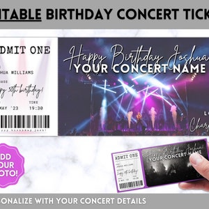 GEBURTSTAG Konzertkartenvorlage, EDITIERBARE Überraschungsgeschenk, Einladung, Geburtstagsgeschenk für ihn oder sie, Musikveranstaltung, Theatershow