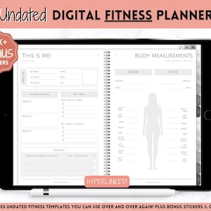 UNDATED Digital Fitness planner, GoodNotes Fitness Planner, Fitness Journal, Weight Loss Tracker, iPad Workout Planner, Wellness Template