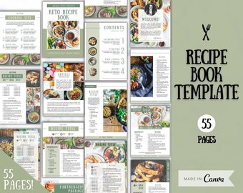 Recipe Template, Canva Recipe Book Template, Editable eBook, Recipe Card, Binder, Box, Meal Planner, Family Cookbook, Recipe Page, Workbook