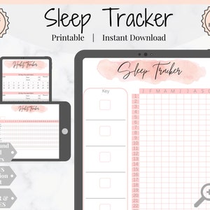 SLEEP TRACKER Printable with Habit Tracker for Gratitude Journal Bullet Journal. Initiative tracker. Monthly habit tracker. Mindfulness gift