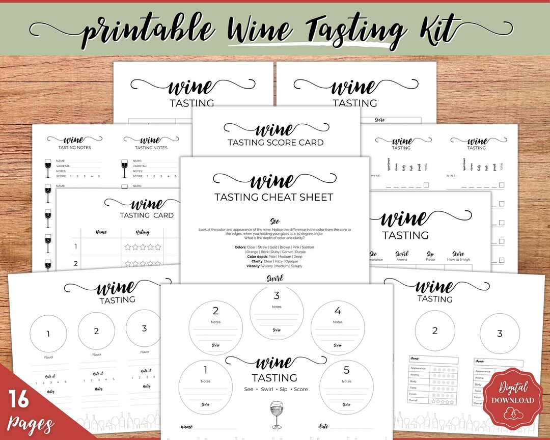 Wine Tasting Kit! Complete Guide to Blind Wine Tasting. Placemats ...