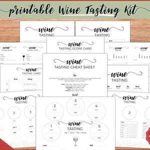 Wijnproeverijpakket! Volledige gids voor blind wijnproeven. Placemats, proefkaarten, bord, blad, menu, spel. Ideaal voor wijnavonden en feesten