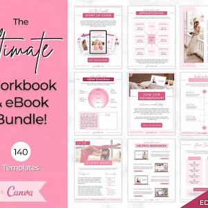 eBook Template Canva, Workbook, Worksheets & Lead Magnet for Coaches, Bloggers. Opt In, Charts, Checklists, Planners, Webinar, Challenges