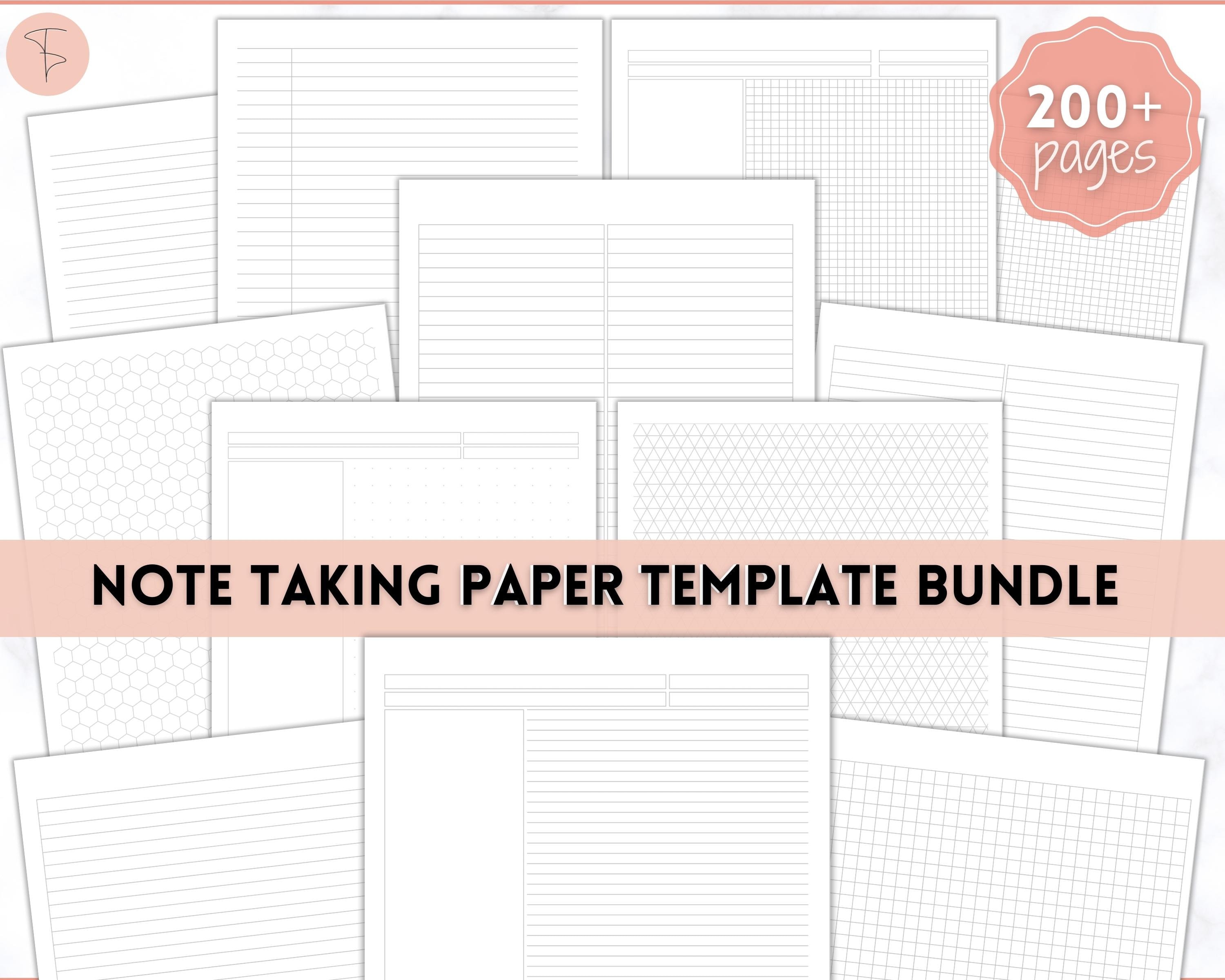 Notebook Templates, Printable Paper, Note Taking Journal, Cornell Notes ...