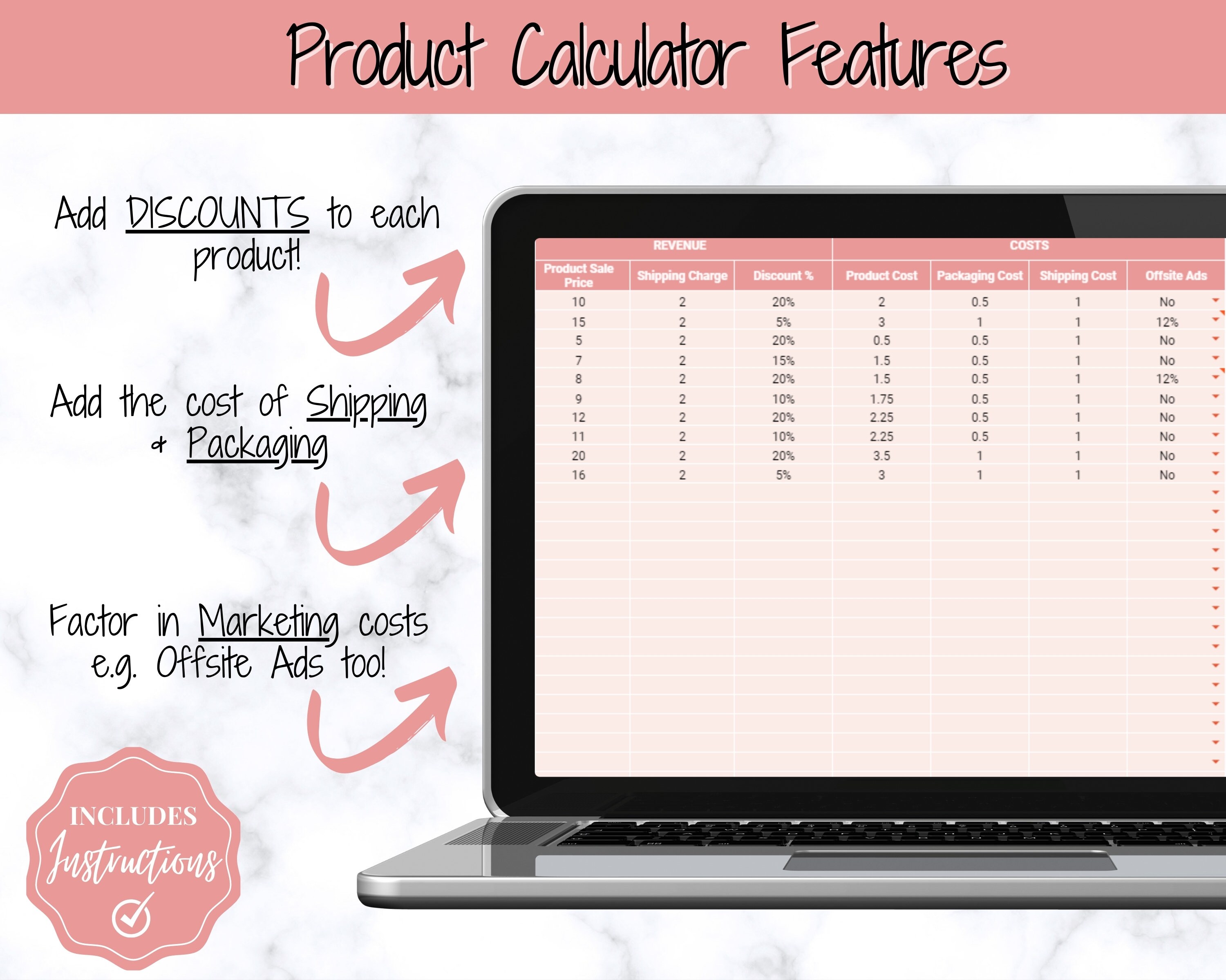 Etsy Profit Calculator Pricing Spreadsheet for Small Business Etsy UK
