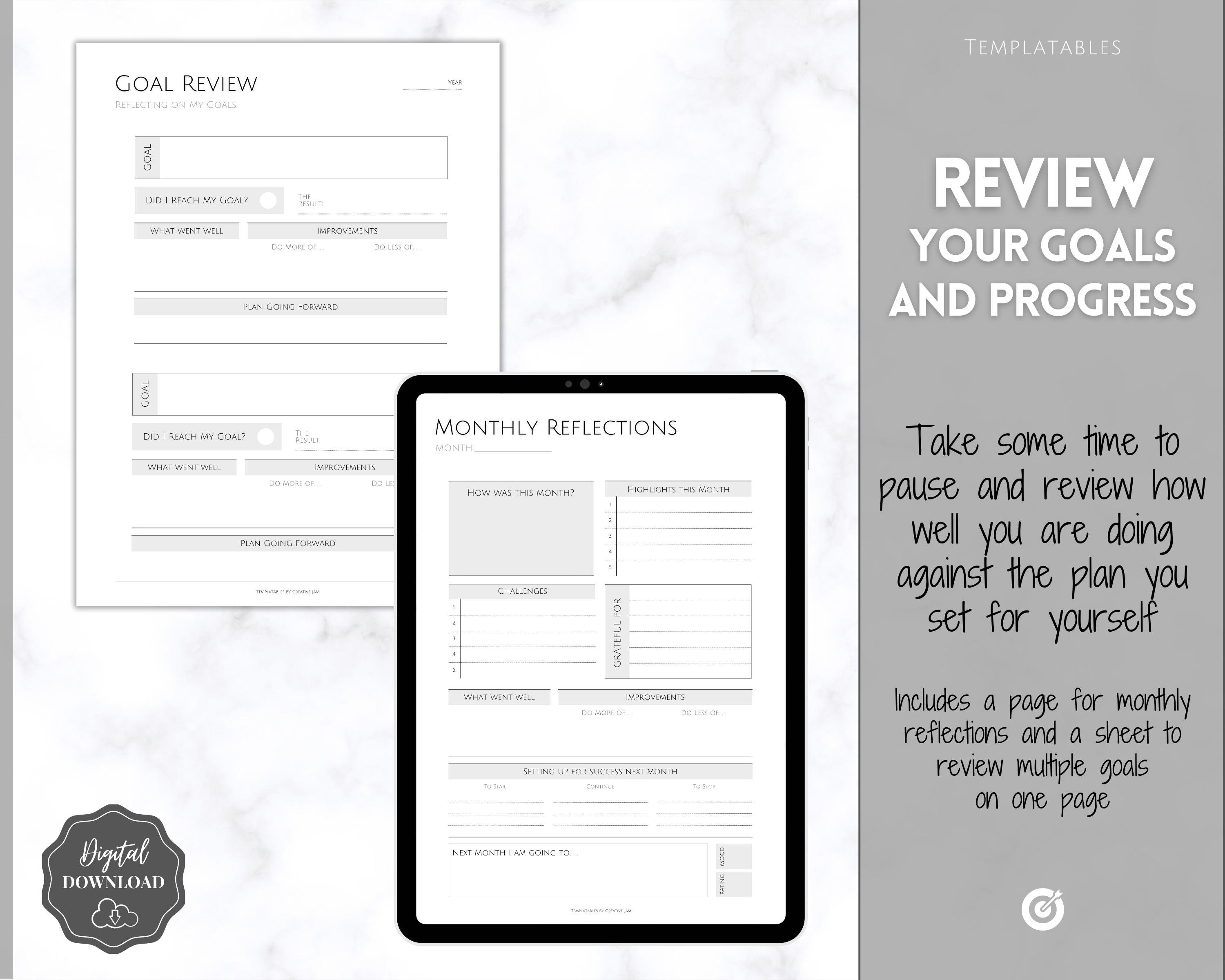 Goal Planner Printable BUNDLE, 2024 Goals Tracker, SMART Goal Setting ...