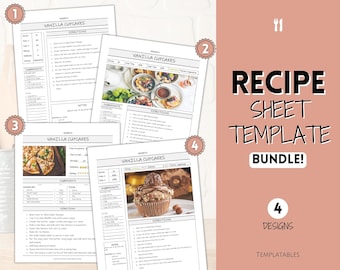Plantilla de libro de recetas, Plantilla de hoja de recetas EDITABLE, Tarjetas de recetas, Carpeta de recetas mínima, Granja imprimible de 8.5x11, Diario del planificador de alimentos