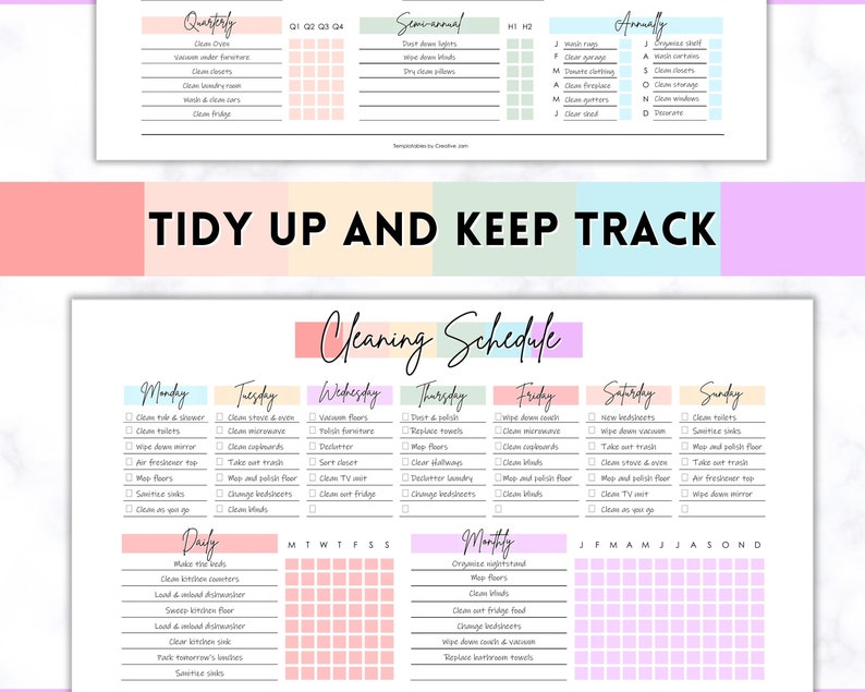 EDITABLE Cleaning Planner, Cleaning Checklist, Cleaning Schedule, Weekly House Chores, Adhd Clean Home, Monthly, Household Planner Printable image 8