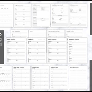Puede incluir: P&aacute;ginas de informaci&oacute;n digital con secciones para contactos, seguros y otra informaci&oacute;n importante. Las p&aacute;ginas incluyen secciones para proveedores de atenci&oacute;n m&eacute;dica, seguros de propiedad y contactos de emergencia. Las p&aacute;ginas est&aacute;n dise&ntilde;adas para ser f&aacute;ciles de completar.
