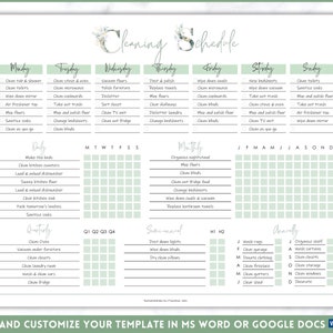 EDITABLE Cleaning Planner, Cleaning Checklist, Cleaning Schedule, Weekly House Chores, Adhd Clean Home, Monthly, Household Planner Printable