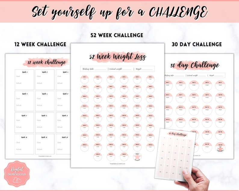 Weight Loss Tracker, Weightloss Journal, Fitness Planner Printable, Weight Loss Chart, Pounds Lost Tracker, Body Measurements, Meal Planner image 6