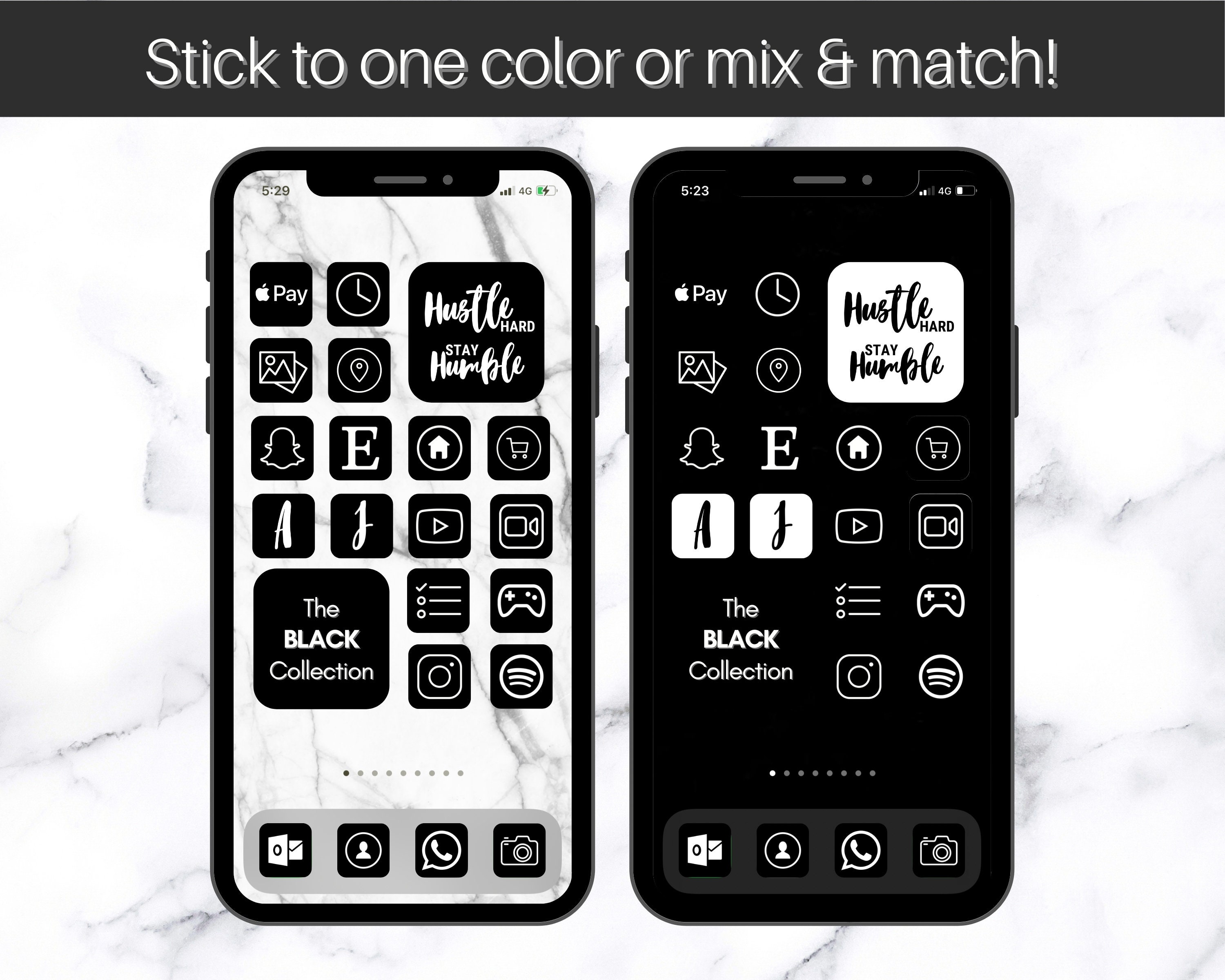MONOCHROME iOS 14 App Icons 270 BLACK & White Theme iPhone Etsy