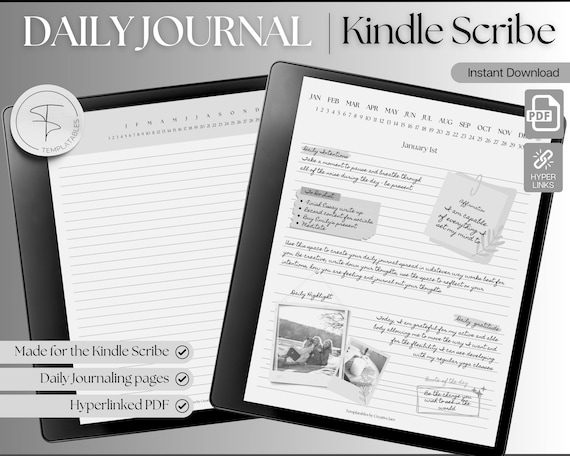 Kindle Scribe Daily Journal, Digital Journal, Digital Notebook, Lined Note Taking, Kindle Template, Kindle Planner Digital Diary Calendar
