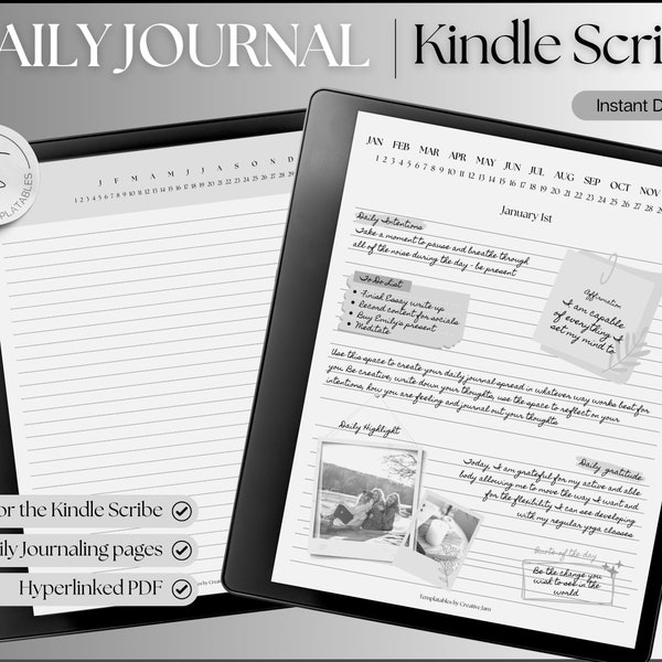 Kindle Scribe tägliches Journal, digitales Journal, digitales Notizbuch, linierte Notizen, Kindle Vorlage, Kindle Planer Digital Tagebuch Kalender