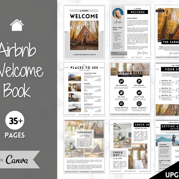 Airbnb Welcome Book Template, Editable Canva Welcome Guide, Air bnb House manual, Superhost eBook, Host signs, Signage, VRBO Vacation Rental