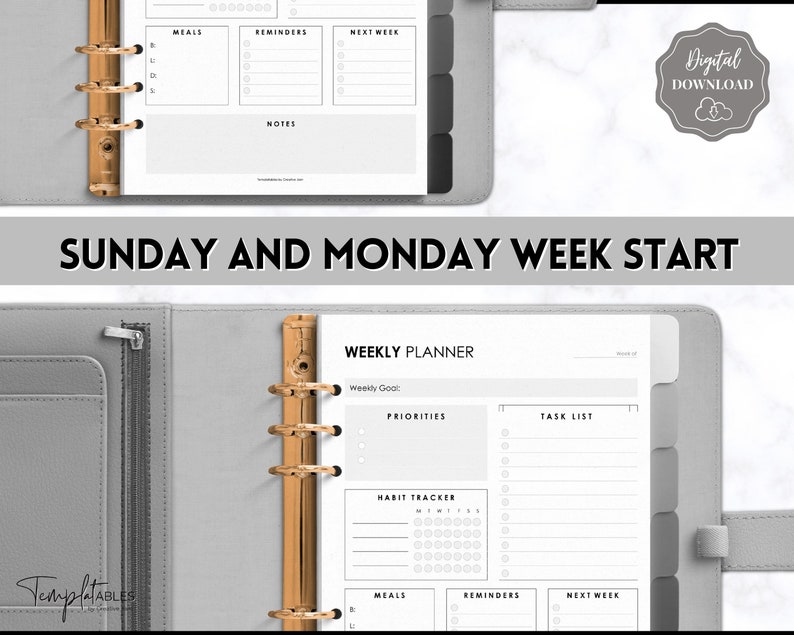 Printable Weekly Planner Template BUNDLE Week at a Glance - Etsy Ireland