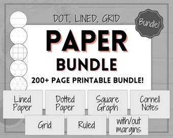 Grid, Line, Dot Paper Printables, Note-Taking Templates, Graph Paper Notebook, Dot Journal Dotted, Cornell Notes, Student Digital Notetaking