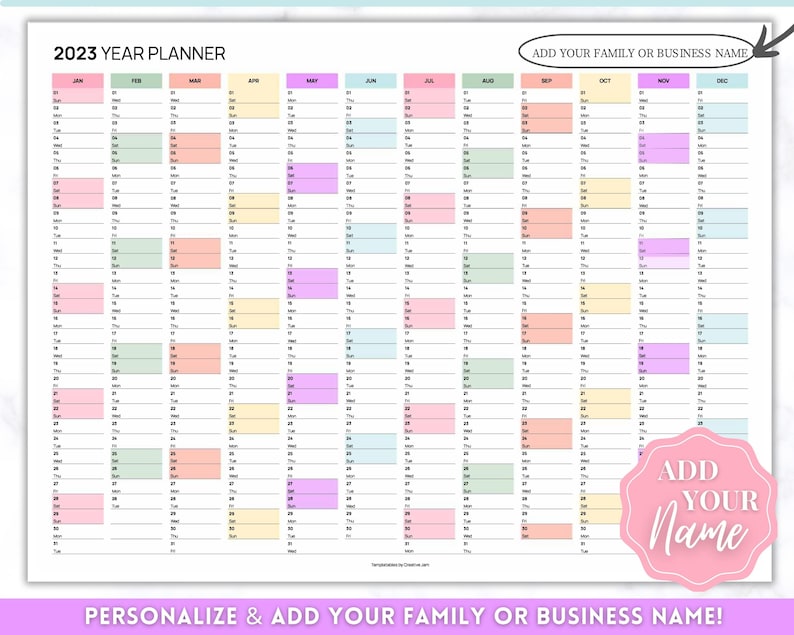 EDITABLE 2023 Wall Calendar Printable Large Yearly Calendar - Etsy UK