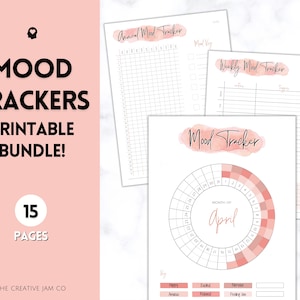 Mood Journal Printable BUNDLE! Monthly, Weekly, Annually, Yearly, Circular Mood Chart, Mental health, self care, mood tracker, mindfulness,
