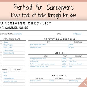 Caregiving Elderly Care Checklist. EDITABLE Printable is ideal for Caregivers. Daily cleaning, Daily Tasks, Housekeeping, Care log Template image 2
