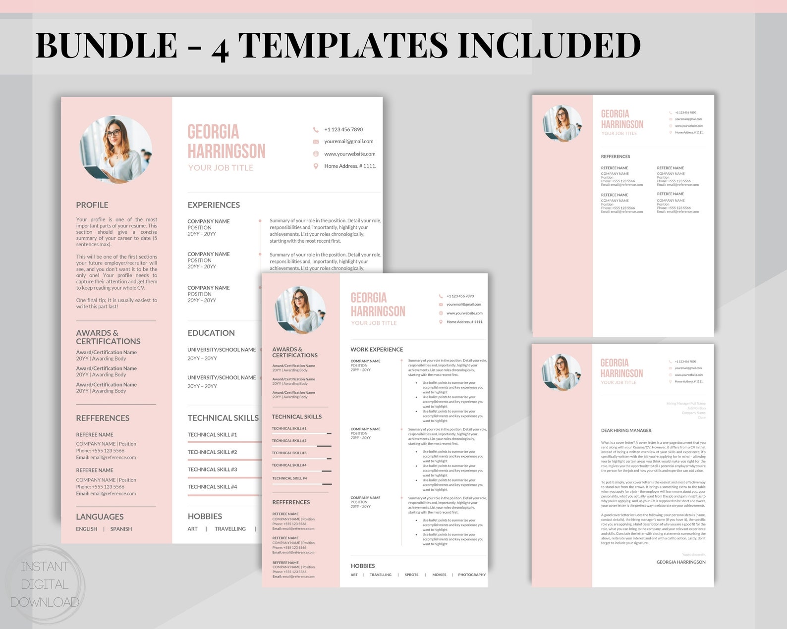 Creative Resume Template Word. CV Template Professional - Etsy