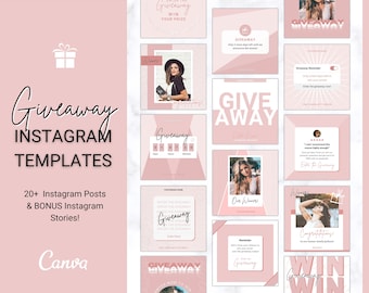 Instagram Theme - GIVEAWAY Post Templates! Social Media Engagement Booster, Small Business Feed, Instagram Frame, Canva, Coaching Marketing