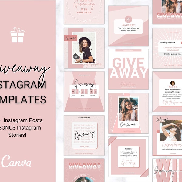 Instagram Theme - GIVEAWAY Post Templates! Social Media Engagement Booster, Small Business Feed, Instagram Frame, Canva, Coaching Marketing