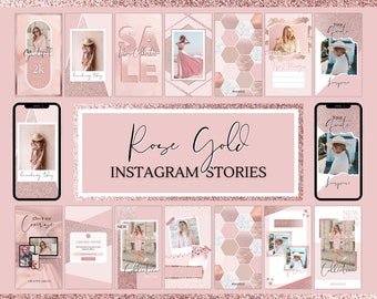 Rose Gold Instagram Stories Template, Rose Gold Instagram Frame, Canva Template, Blush Pink Notification Quotes, Engagement Booster Coaching
