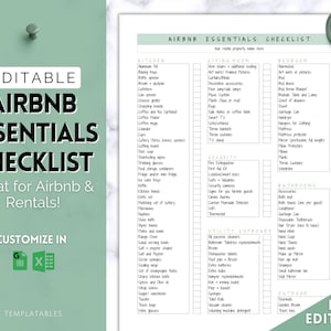 Airbnb Inventory Checklist, EDITABLE Airbnb Essentials List, Household Items, Airbnb host, Airbnb Template, Signs, Welcome Book, Rules
