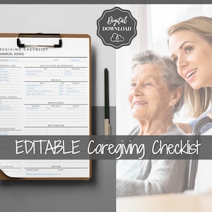 Elderly Care Caregiving Checklist. EDITABLE Printable is ideal for Caregivers. Daily cleaning, Daily Tasks, Housekeeping, Care log Template