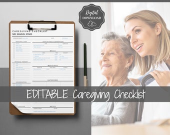 Elderly Care Caregiving Checklist. EDITABLE Printable is ideal for Caregivers. Daily cleaning, Daily Tasks, Housekeeping, Care log Template