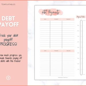 DEBT PAYOFF TRACKER, Debt Snowball, Debt Tracker Printable, Dave Ramsey, Debt Zahlungen, Finanzplaner, Haushaltsplaner, schuldenfreier Fortschritt, Bild 5