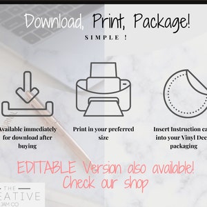 Vinyl Decal Thank You Business Card Instructions, BUNDLE Printable Decal Application Order Card, DIY Sticker Seller Packaging Label image 6