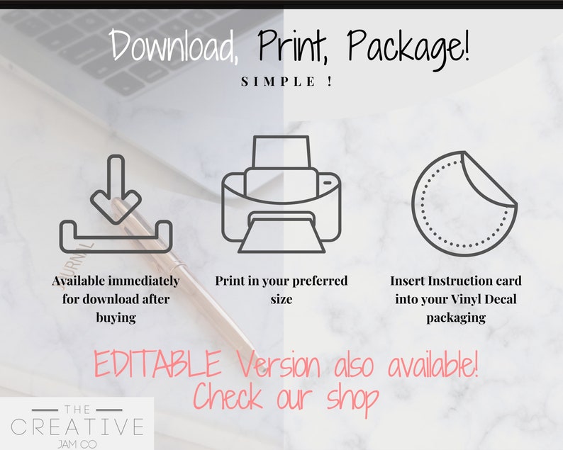Vinyl Decal Thank You Business Card Instructions, BUNDLE Printable Decal Application Order Card, DIY Sticker Seller Packaging Label image 6
