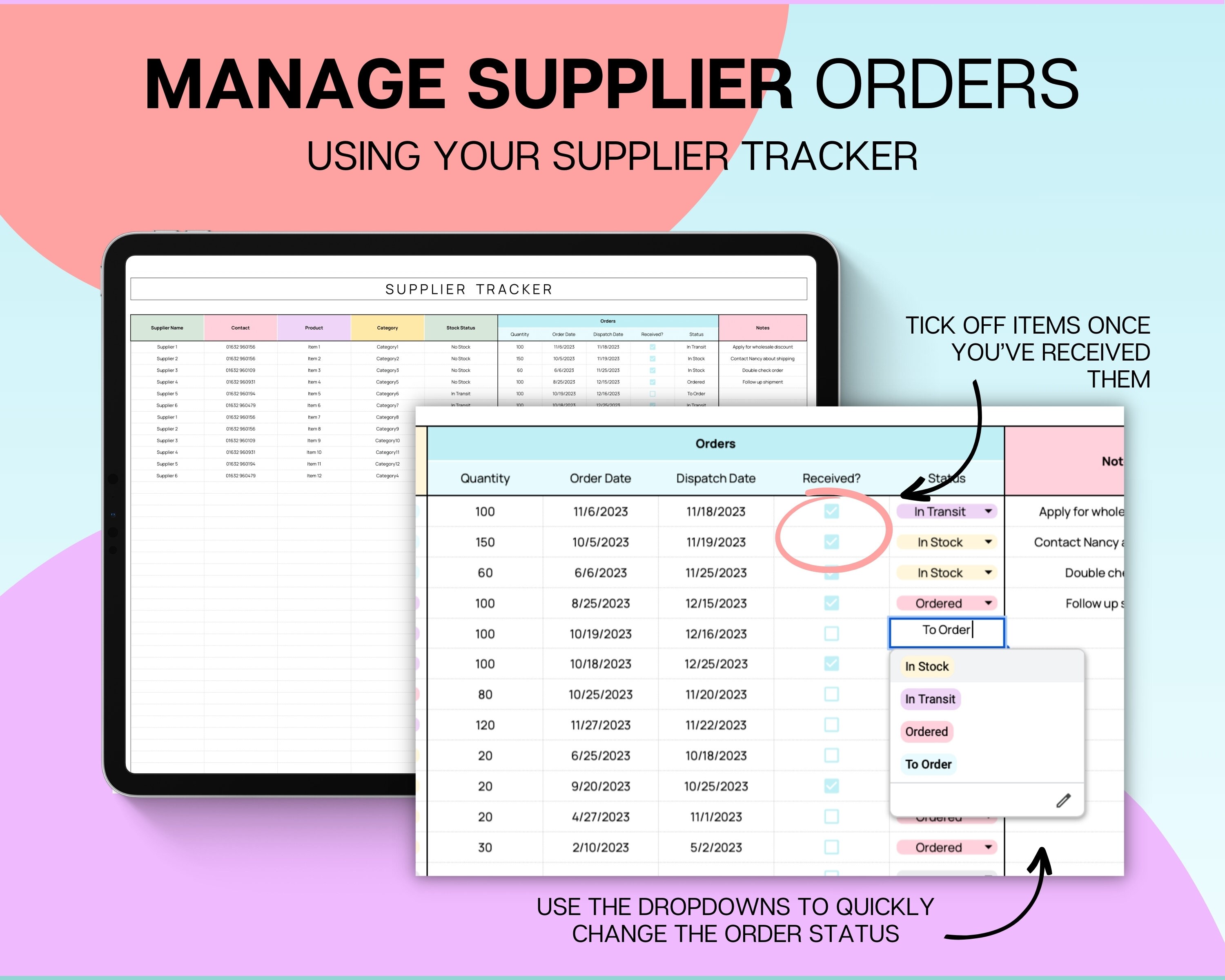 Inventory Tracker Spreadsheet, Small Business Inventory Management ...